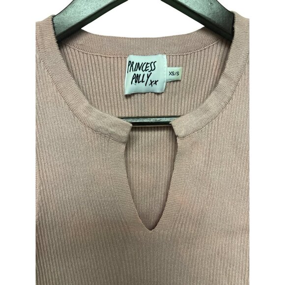 Princess Polly Women's Tank Top Knit Sweater Key Hole Pink Size XS Small Ribbed - Picture 2 of 7